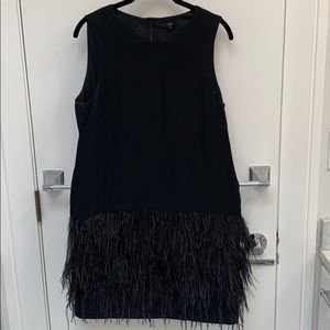 tibi black dress with ostrich feathers size 8